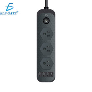 Multicontacto de Alimentación Universal - 3 Clavijas, 3 Puertos USB y 1 Puerto Tipo C
