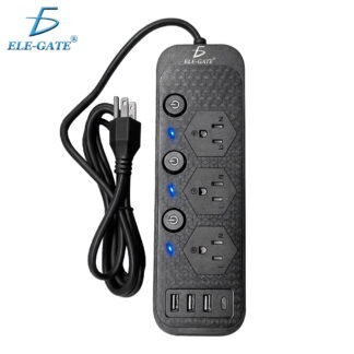 Multicontacto de Alimentación Universal - 3 Clavijas, 3 Puertos USB y 1 Puerto Tipo C