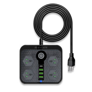 Multicontacto de Alimentación Universal – 4 Clavijas, 3 Puertos USB y 1 Puerto Tipo C
