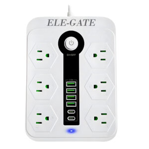 Multicontacto de Alimentación Universal – 6 Clavijas, 4 Puertos USB y 2 Puertos Tipo C