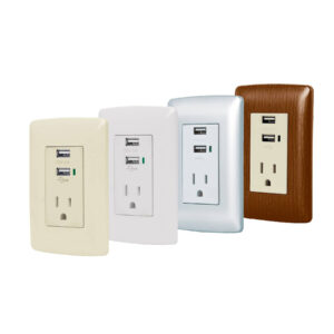 Contacto aterrizado + 2 puertos USB, madera, línea Italiana