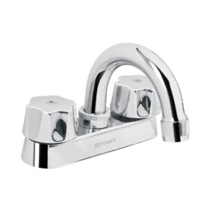 Mezcladora 4′ para lavabo, cuello curvo, cartucho compresión