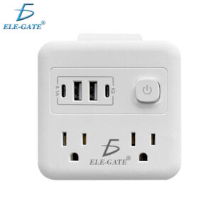 Multi Contacto 8 en 1 con 4 tomas, 2usb, 2 Tipo C con Boton de Encendido de Seguridad