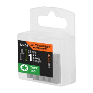 Estuche con 5 puntas torx T40 largo 1′, Truper Expert