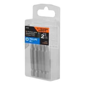 Estuche con 5 puntas de cruz PH2 largo 2′, Truper Expert