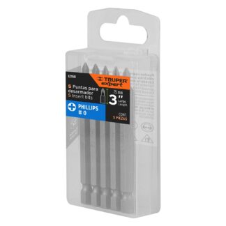 Estuche con 5 puntas de cruz PH0 largo 3', Truper Expert