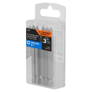 Estuche con 5 puntas de cruz PH1 largo 3′, Truper Expert