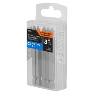 Estuche con 5 puntas de cruz PH1 largo 3', Truper Expert