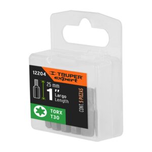 Estuche con 5 puntas torx T30 largo 1′, Truper Expert