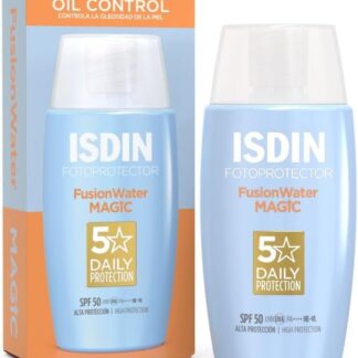ISDIN Fotoprotector Fusion Water Magic SPF 50, Protector Solar Facial OIL CONTROL, de fase acuosa para uso diario, Textura ultra ligera, 50 ml