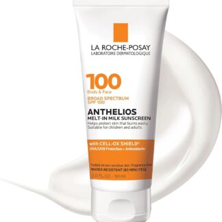 La Roche-Posay Anthelios Melt-in Milk 100 - Protector Solar Con FPS 100 sin oxibenzona ni octinoxato, para niños, adultos y piel sensible al sol, sin perfume 90 ML