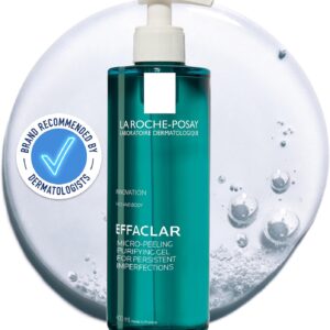 La Roche-Posay Effaclar Gel Limpiador Microexfoliante Facial Ácido Salicílico, Piel Grasa Con Imperfecciones 400 ml Verde